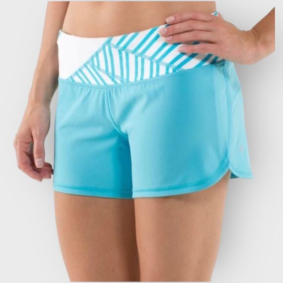 Lululemon Groovy Running Short 6 Spry Blue Quilt Retired Rare 90s Athleisure - Picture 2 of 5